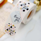 500pcs|1.5inch Round Thank You Stickers Roll With Geometric Decor, DIY Envelope Seal Labels