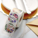 Round Thank You Stickers Roll with Tropical Floral Décor Styles, Envelope Seal Labels