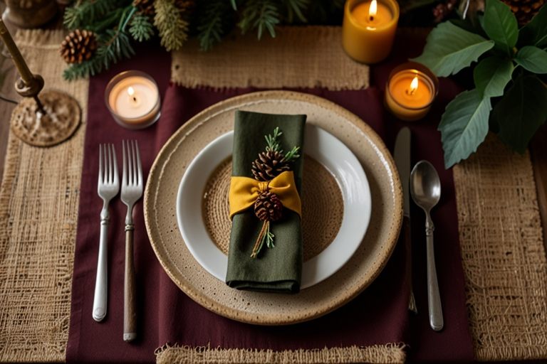 thanksgiving tablescape- burlap and burgundy