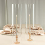 2 Pack Clear Candelabra Candle Holder Glass Shades With Open Ends, Pillar Hurricane Candle Shades