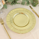 25 Pack | Metallic Gold Sunray 10inch Serving Dinner Paper Plates, Disposable Party Plates - 350 GSM