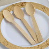 25 Pack | 7inches Eco Friendly Bamboo Disposable Picnic Spoons, Cutlery