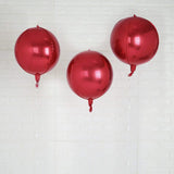 2 Pack | 12inches 4D Burgundy Sphere Mylar Foil Helium or Air Balloons