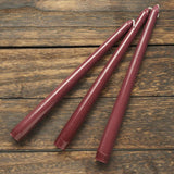 12 Pack | Burgundy 10inch Premium Wax Taper Candles, Unscented Candles