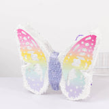 Expandable White Lilac Paper Butterfly Pinata Hanging Decor with Pastel Colored Wings, Fairy Themed