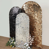 5ft Sparkly Silver Double Sided Big Payette Sequin Chiara Backdrop Stand Cover For Fitted Round Top 