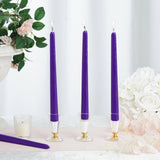 12 Pack | Purple 10inch Premium Wax Taper Candles, Unscented Candles