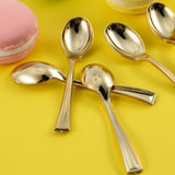 24 Pack | Gold 4inch Heavy Duty Plastic Mini Dessert Spoons, Disposable Silverware