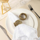 4 Pack | Rustic Burlap Napkin Rings, Handmade Braided Farmhouse Napkin Holders - Natural