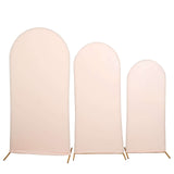 Set of 3 | Matte Blush Rose Gold Spandex Fitted Chiara Backdrop Stand Cover For Round Top
