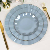 10 Pack | 6inch Dusty Blue Heavy Duty Disposable Salad Plates with Gold Ruffled Rim, Heavy Duty