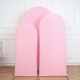 Set of 3 | Matte Pink Spandex Fitted Chiara Backdrop Stand Cover For Round Top