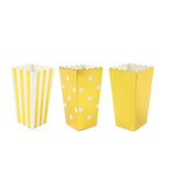 36 Pack | 4inch White / Gold Design Mini Paper Popcorn Boxes