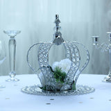 14inch Metallic Silver Crystal-Bead Royal Crown Cake Topper, Centerpiece