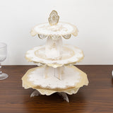 2-Pack 3-Tier Cupcake Display Stands with Vintage Floral Pattern, White Gold Round Cardboard Dessert