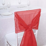 5 Pack | 22x78 inches Red DIY Premium Designer Chiffon Chair Sashes