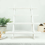 21inch Rustic Whitewashed 4-Tier Wooden Ladder Shelf Cupcake Stand