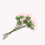 48 Roses | 1inch Tall Pink Real Touch Artificial DIY Foam Rose Flowers With Stem, Craft Rose Buds