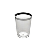 25 Pack | 10oz Clear Crystal Collection Plastic Disposable Cups With Silver Rim