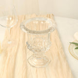 2 Pack Clear Glass Pedestal Flower Vases in Classic Roman Urn Style, 6inch Mini Floral Vase Table