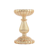 Set of 3 | Mercury Gold Glass Pillar Candle Holder Stands, Votive Candle Centerpieces