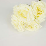 2 Bushes | 17inch Ivory Premium Silk Jumbo Rose Flower Bouquet, Wedding Floral Arrangements