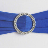 5 pack | 5"x14" Royal Blue Spandex Stretch Chair Sash with Silver Diamond Ring Slide Buckle#whtbkgd