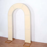 8ft Beige Spandex Fitted Open Arch Wedding Arch Cover, Double-Sided U-Shaped Backdrop Slipcover