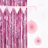 8ft Fuchsia Metallic Tinsel Foil Fringe Doorway Curtain Party Backdrop
