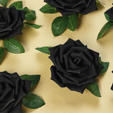 24 Roses | 5inch Black Artificial Foam Flowers With Stem Wire and Leaves