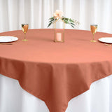 70inch Terracotta (Rust) Square Seamless Polyester Table Overlay, Washable Linen Table Overlay