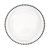 6 Pack 13inch Clear Acrylic Plastic Charger Plates With Black Beaded Rim