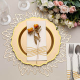 10 Pack | 10Inch Gold Plastic Dinner Plates Disposable Tableware Round With Gold Scalloped Rim