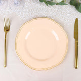 10 Pack | 9inch Nude / Gold Scalloped Rim Disposable Dinner Plates