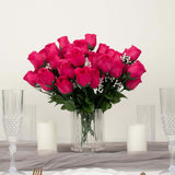 12 Bushes | Fuchsia Artificial Premium Silk Flower Rose Bud Bouquets