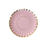 50 Pack Gold Scalloped Rim Mini Dessert Plates in Blush, Disposable Round Paper Party#whtbkgd