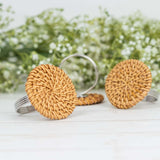 4 Pack | 2inch Natural Rustic Style Jute Rattan Metal Napkin Rings, Handmade Boho Chic Woven