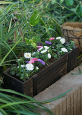 18"x6" | Smoked Brown Rustic Natural Wood Planter Box With Removable Plastic Liners