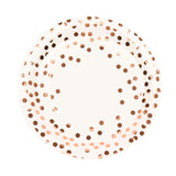 25 Pack | 9inch White Metallic Rose Gold Polka Dot Dinner Paper Plates#whtbkgd