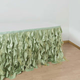 14ft Sage Green Curly Willow Taffeta Table Skirt