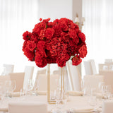 22-Inch Red Silk Flower Grand Centerpiece – Pre-Arranged Artificial Rose, Hydrangea