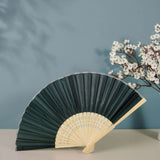 5 Pack Hunter Emerald Green Asian Silk Folding Fans Party Favors, Oriental Folding Fan Favors