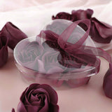 4 Pack | 24 Pcs Burgundy Scented Rose Soap Heart Shaped Party Favors With Gift Boxes And Ribbon