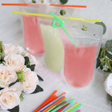 50 Pack Translucent Stand-Up Plastic Smoothie Drink Bags with Straws, 12oz Reusable Hand-Held Zipper