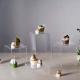 Set of 4 | Clear Acrylic Riser Cake Stand Set, Cupcake Dessert Display Stands - Assorted Size