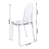 4 Pack Stackable Clear Acrylic Ghost Banquet Chairs with Oval Back, Fully Assembled Armless Event