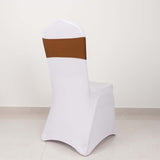 5 Pack Cinnamon Brown Spandex Stretch Chair Sashes Bands Heavy Duty with Two Ply Spandex - 5x12inch