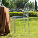 4 Pack Stackable Clear Acrylic Ghost Banquet Chairs with Oval Back, Fully Assembled Armless Event