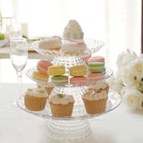 Set of 3 | Clear Pressed Contemporary Design Plastic Cake Stands With Bowl Base