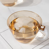 25-Pack Disposable Plastic Coffee Cups with Handles - 6oz Amber Gold Hard Tea Mugs for Hot Beverages